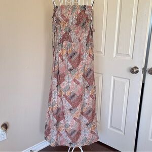 Elegant Strapless Patchwork Maxi Dress